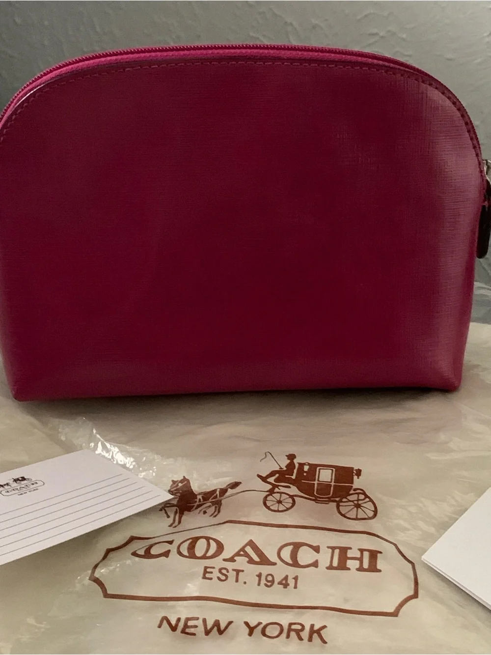 NEW! Coach Pink Leather Cosmetic Pouch or Clutch